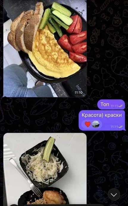 Фото їжі та відповідь тренера
